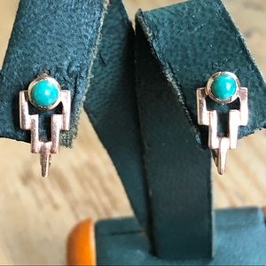 14K Rose Gold Turquoise Russian Earrings
